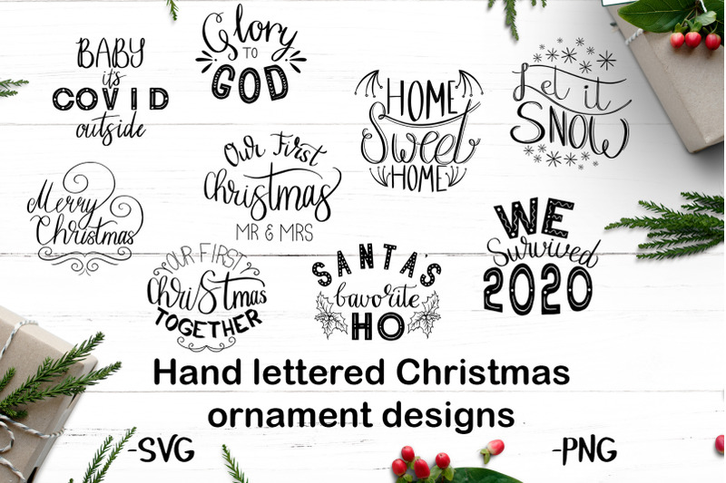 hand-lettered-christmas-ornament-set