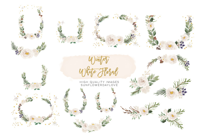 white-flowers-clipart-watercolor-frame-christmas-floral