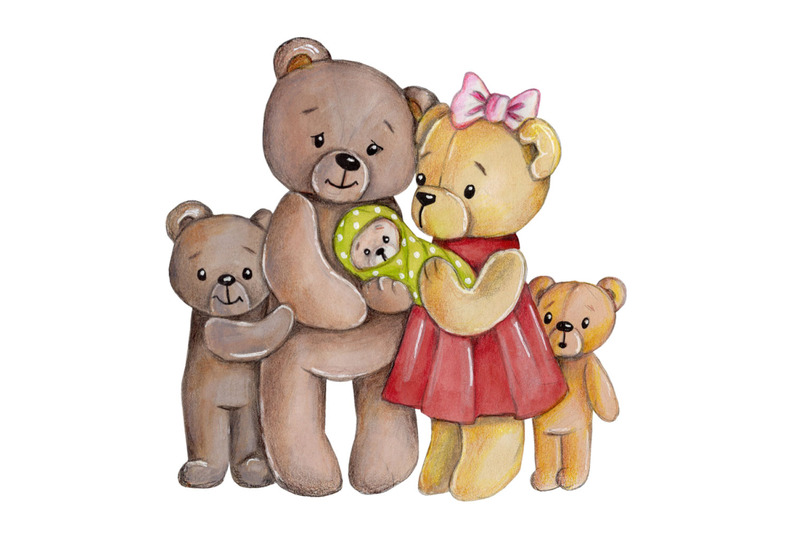 teddys-039-family-watercolor-illustration