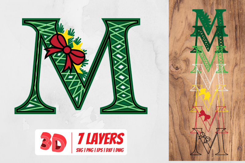 3D Christmas Letter M EPS Include