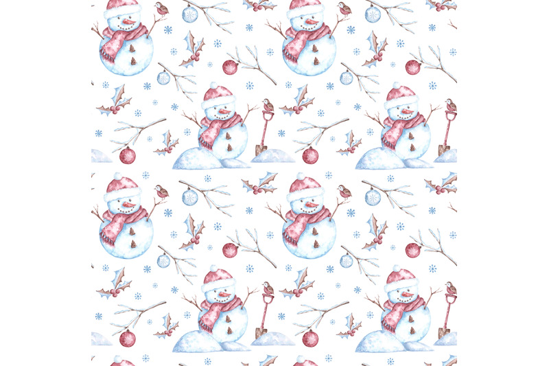 snowman-watercolor-seamless-pattern-christmas-new-year-pattern