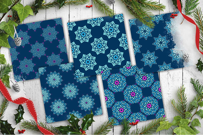 10-seamless-snowflakes-vector-patterns