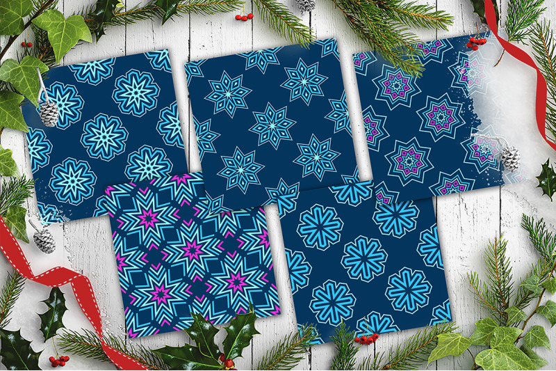 10-seamless-snowflakes-vector-patterns