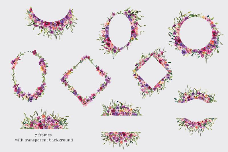 colorful-floral-frames-clipart-set