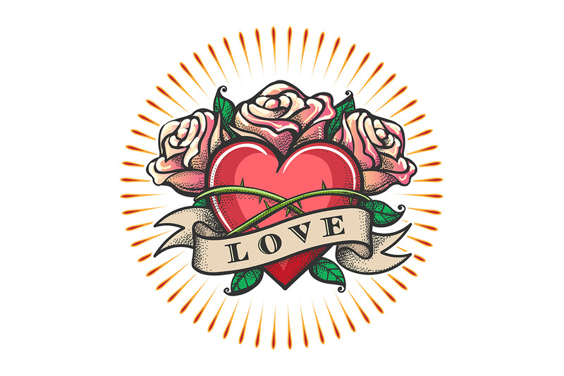 love-theme-tattoo-with-heart-and-rose-flowers