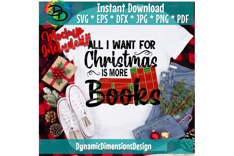 all-i-want-for-christmas-svg-file-book-books-christmas-svg-reading-teacher-cut-file-cricut-silhouette-instant-download