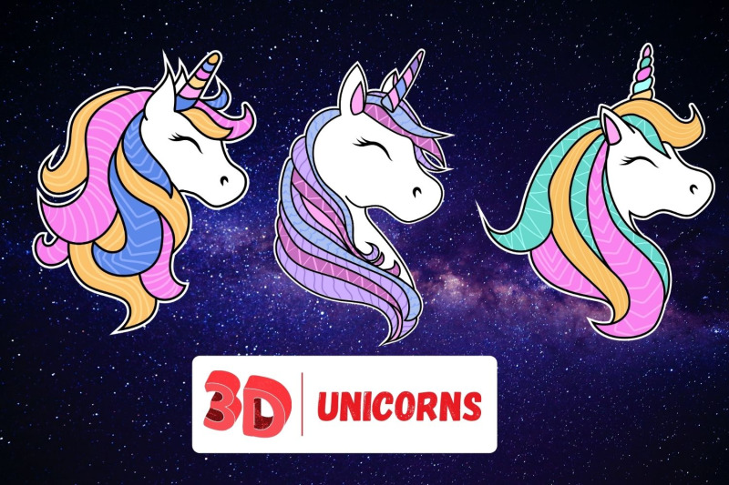 3D Unicorn SVG Bundle By SvgOcean | TheHungryJPEG.com