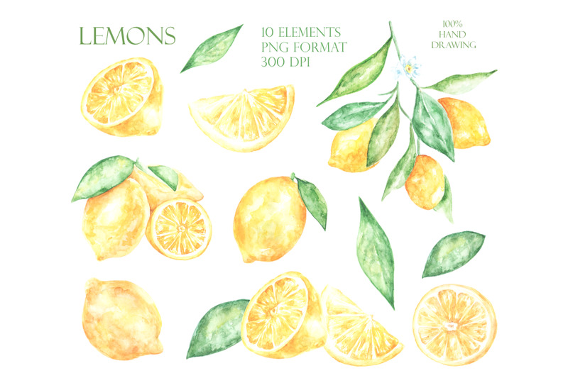 lemon-watercolor-clipart-lemons-set-slice-of-lemon-citrus-clipart