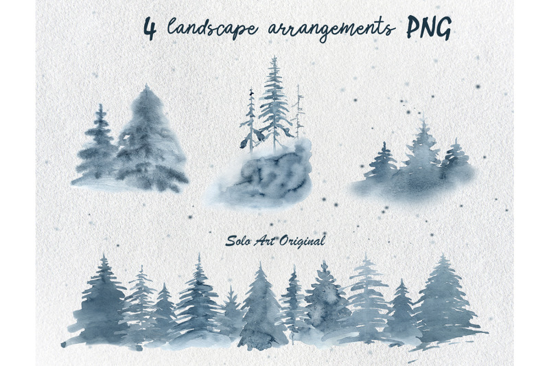 winter-forest-landscape-watercolor-clip-art-set