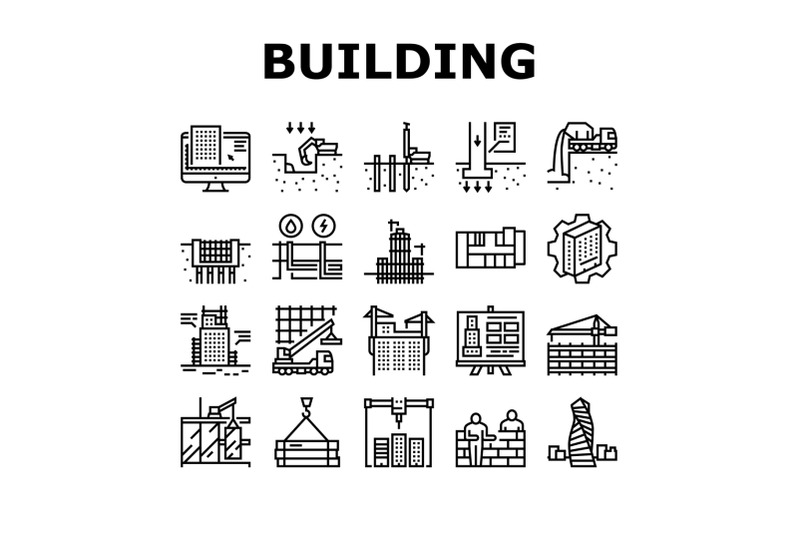 building-construction-collection-icons-set-vector