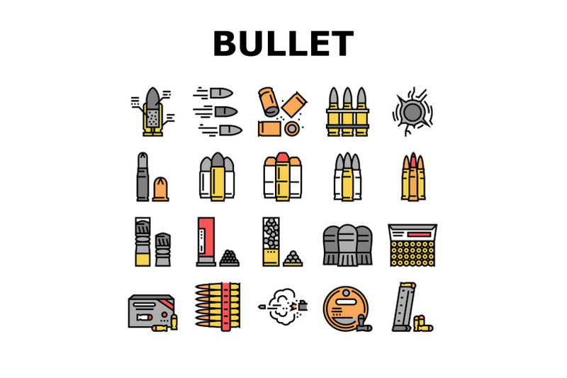 bullet-ammunition-collection-icons-set-vector