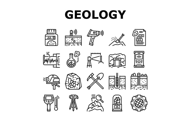 geology-researching-collection-icons-set-vector