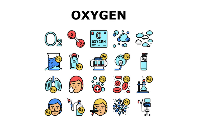 oxygen-o2-chemical-collection-icons-set-vector