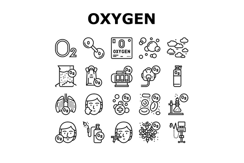 oxygen-o2-chemical-collection-icons-set-vector