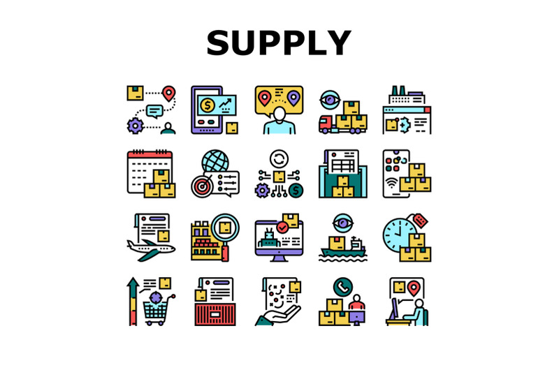 supply-chain-management-system-icons-set-vector