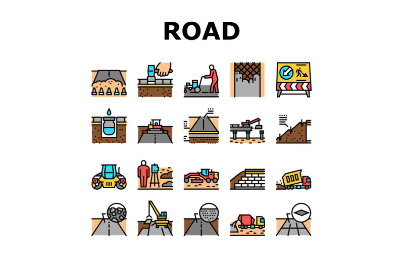 road-construction-collection-icons-set-vector