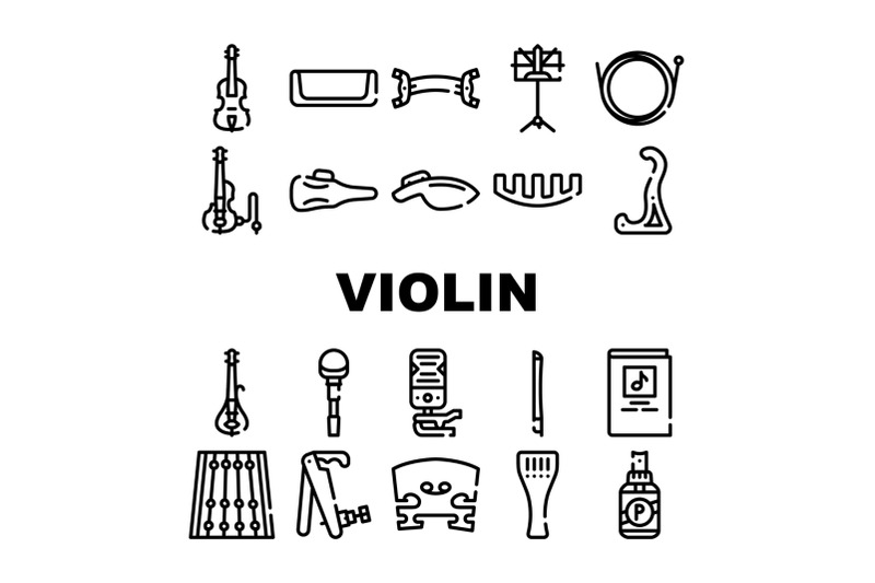 violin-string-musical-instrument-icons-set-vector