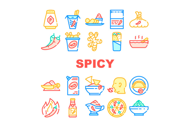 spicy-dish-flavor-food-collection-icons-set-vector