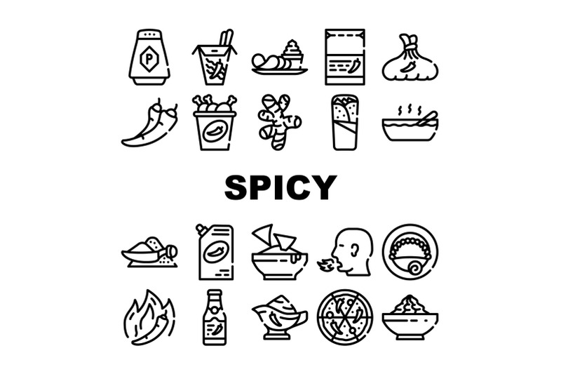 spicy-dish-flavor-food-collection-icons-set-vector