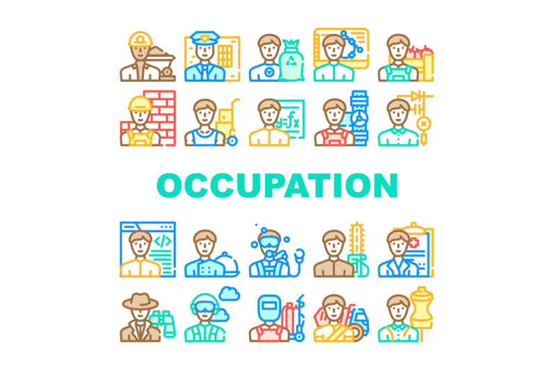 male-occupation-job-collection-icons-set-vector