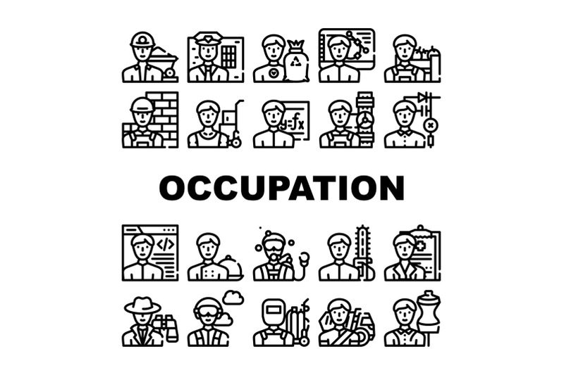 male-occupation-job-collection-icons-set-vector