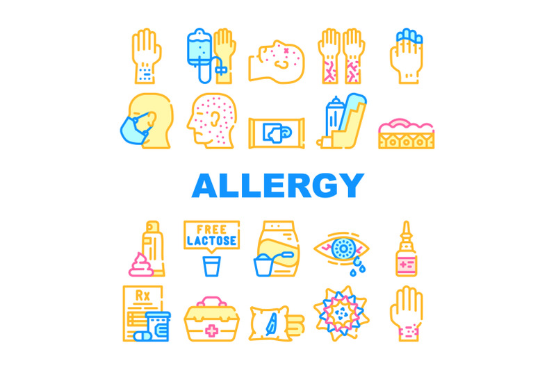 allergy-health-problem-collection-icons-set-vector