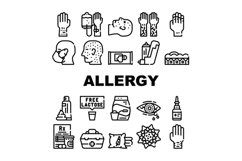 allergy-health-problem-collection-icons-set-vector