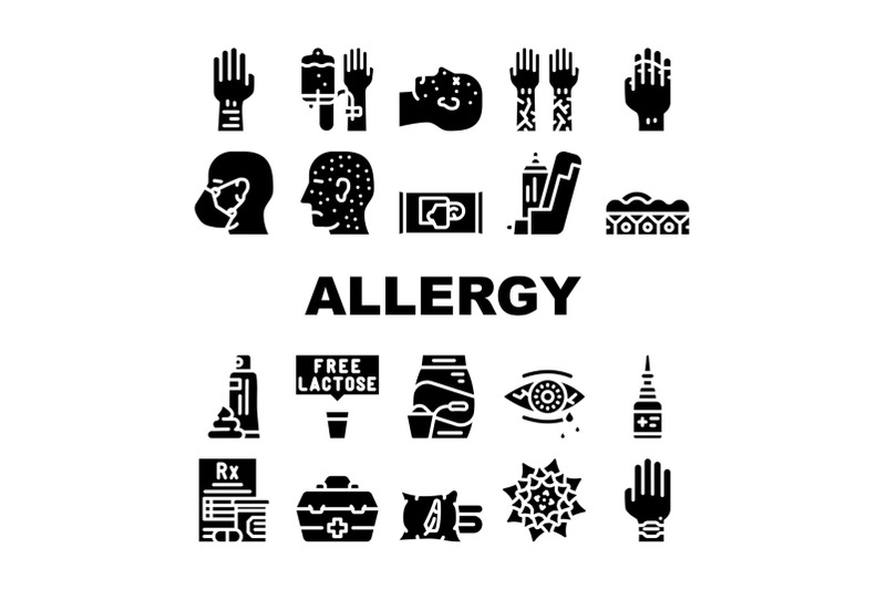 allergy-health-problem-collection-icons-set-vector