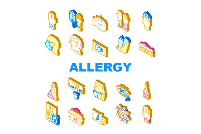 allergy-health-problem-collection-icons-set-vector