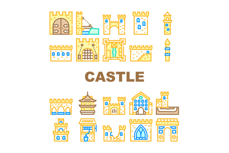 castle-construction-collection-icons-set-vector-illustration