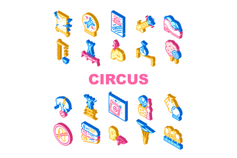 circus-entertainment-collection-icons-set-vector-illustration