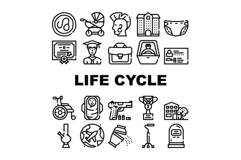 life-cycle-people-collection-icons-set-vector