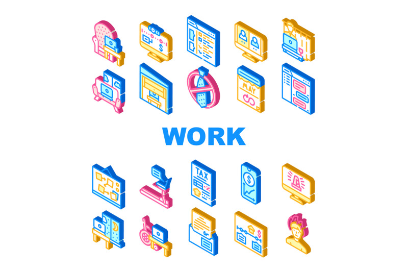 remote-work-from-home-collection-icons-set-vector