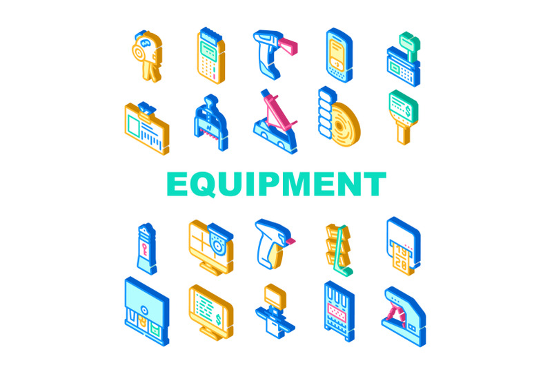 shop-equipment-device-collection-icons-set-vector