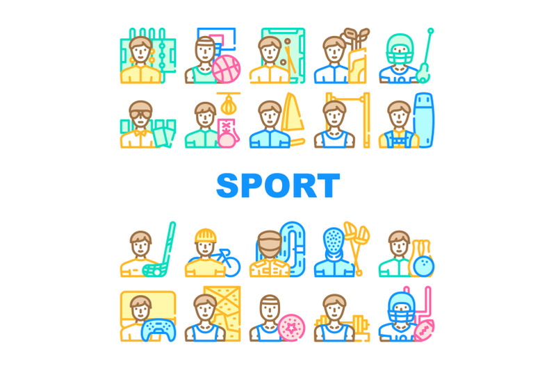 male-sport-activities-collection-icons-set-vector