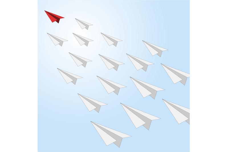 business-leader-aiming-forward-red-paper-plane-boss