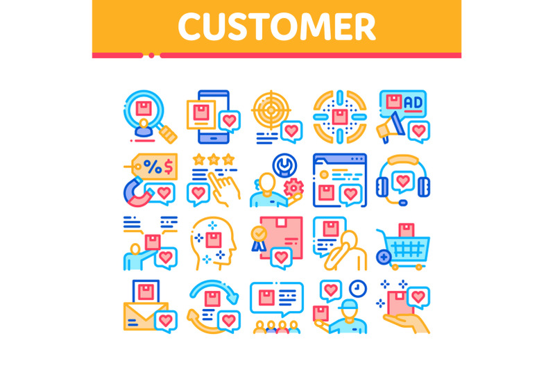 buyer-customer-journey-collection-icons-set-vector