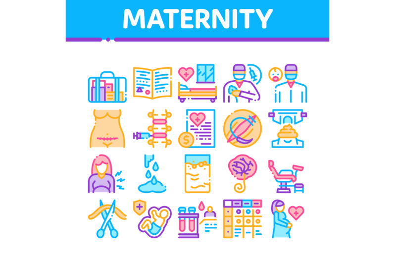 maternity-hospital-collection-icons-set-vector