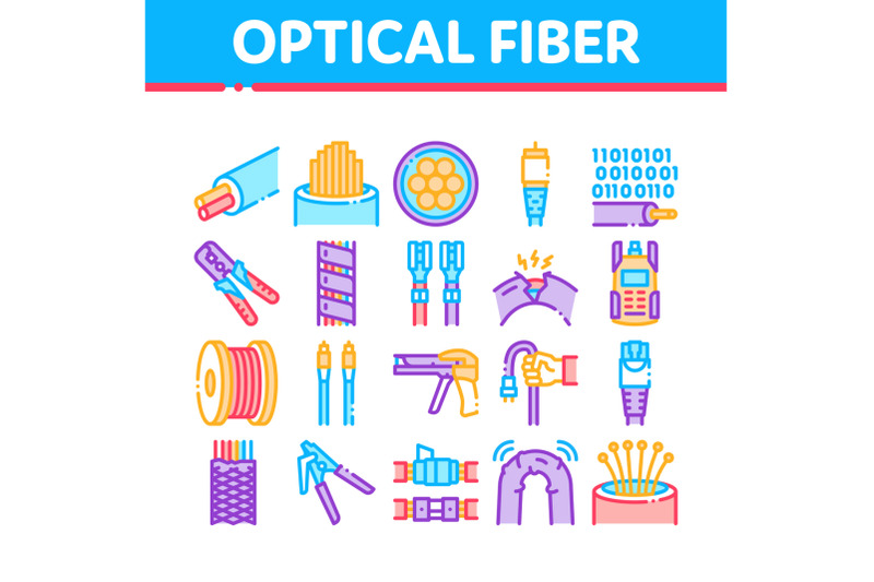 optical-fiber-cable-collection-icons-set-vector