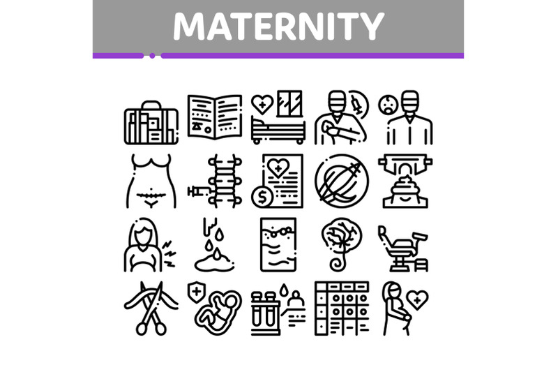 maternity-hospital-collection-icons-set-vector