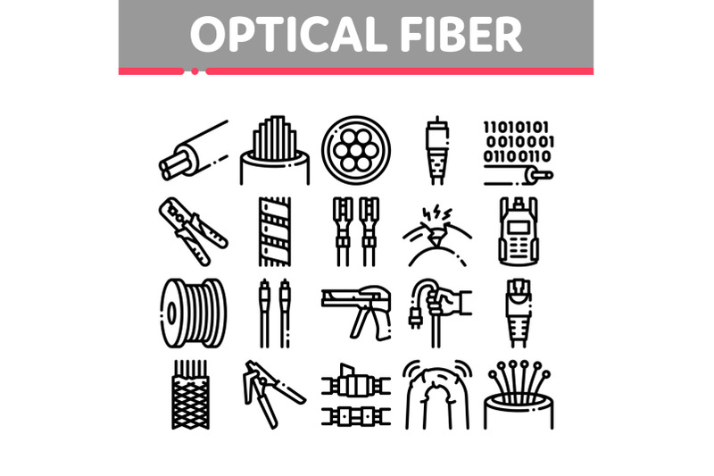 optical-fiber-cable-collection-icons-set-vector