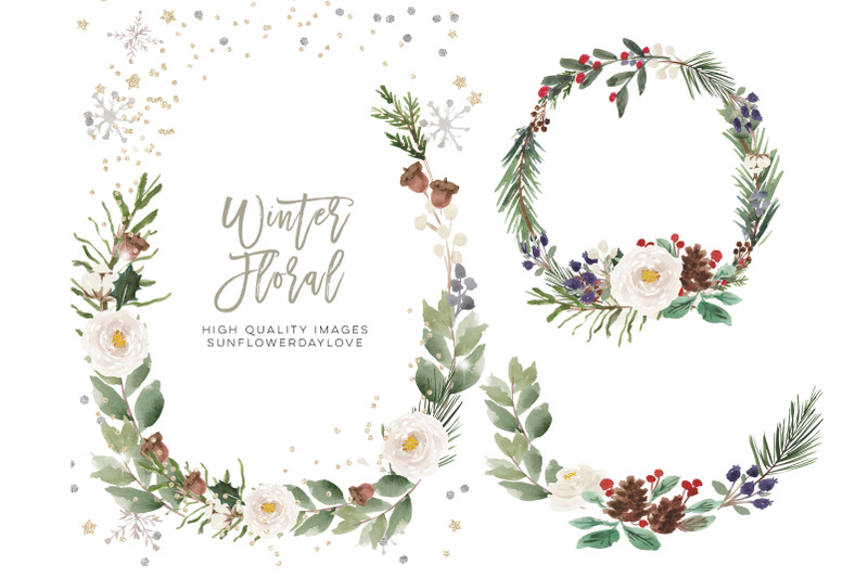 watercolor-frame-christmas-floral-winter-clipart-white-flowers