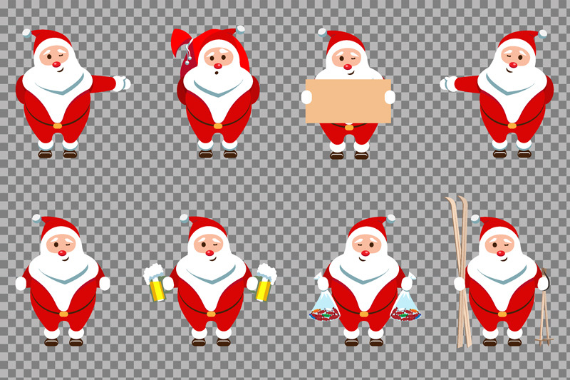 santa-claus-christmas-character-set-of-8-illustrations