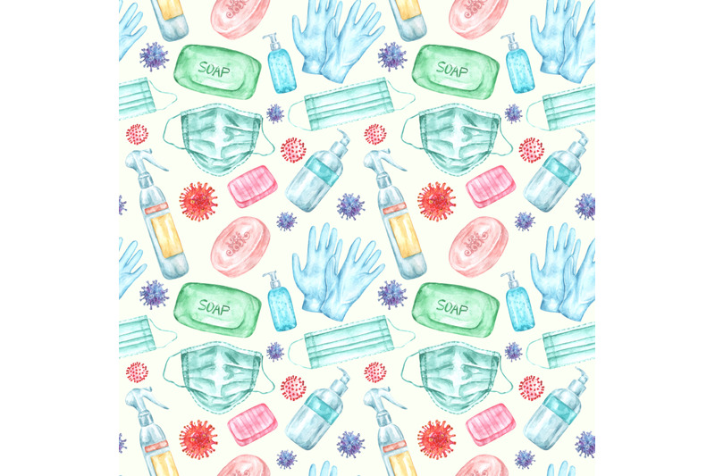 stop-covid-19-watercolor-seamless-pattern-hygiene-and-prevention