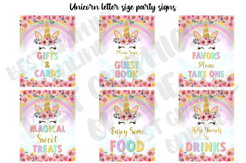 unicorn-birthday-party-table-signs-letter-size-party-sign