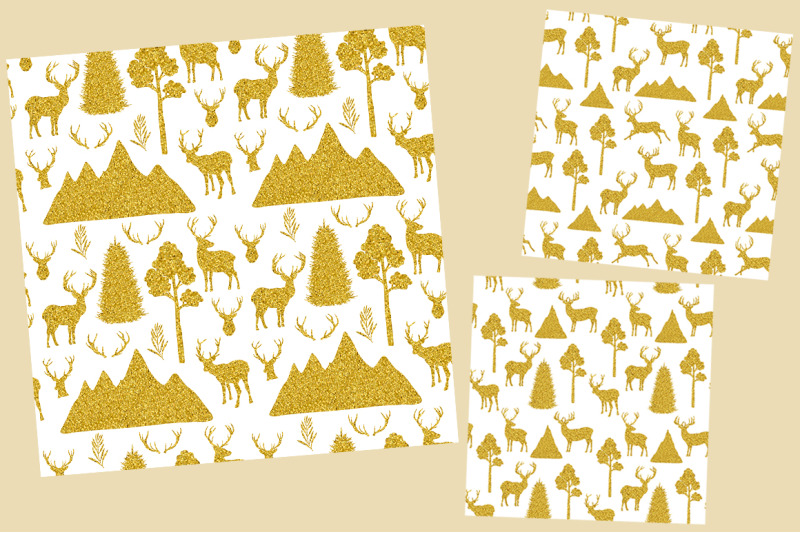 reindeer-golden-reindeer-silhouettes-pattern-reindeer-svg