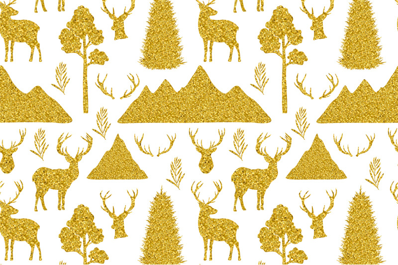 reindeer-golden-reindeer-silhouettes-pattern-reindeer-svg