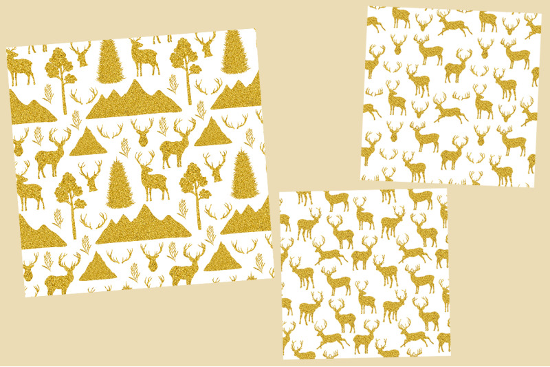 reindeer-golden-reindeer-silhouettes-pattern-reindeer-svg