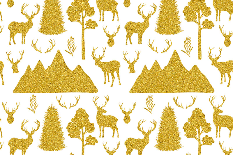 reindeer-golden-reindeer-silhouettes-pattern-reindeer-svg