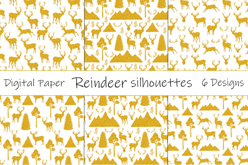 reindeer-golden-reindeer-silhouettes-pattern-reindeer-svg